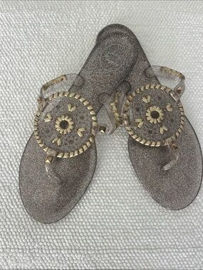 Women's Gold Glitter Floral Medallion Sandals